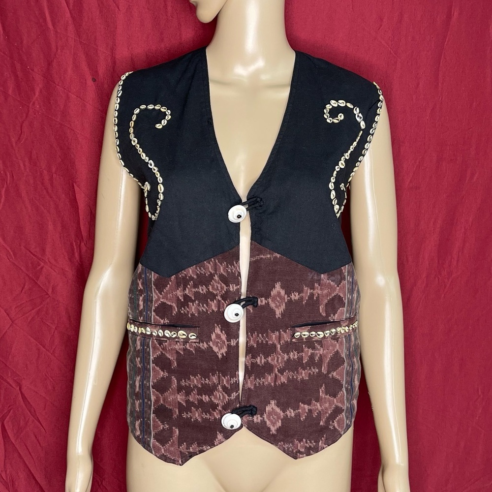 Vintage 90’s Real Sea Shell Indonesian Bohemian Vest Large